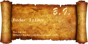 Beder Izidor névjegykártya